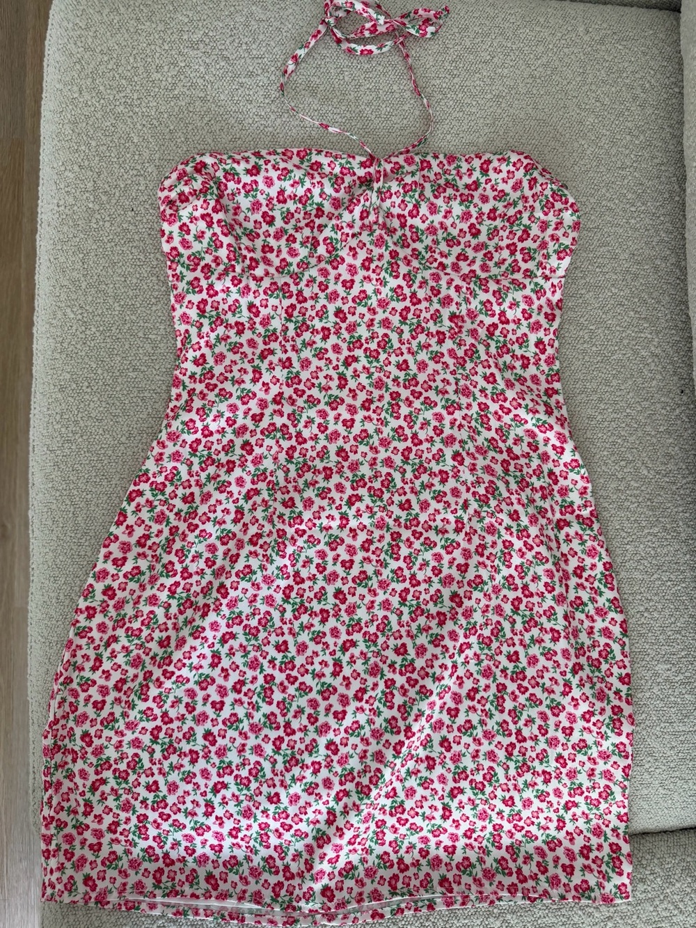 Beginning Boutique Halter Pink Floral Mini Dress